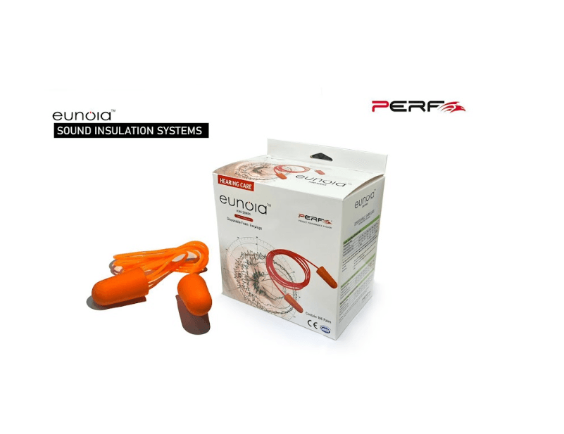 Eunoia Soft Foam Disposable Ear Plugs with Cord - 100 Pairs NRR 32dB