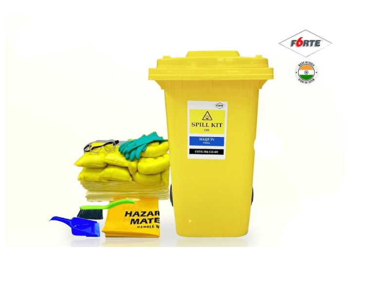 Forte Chemical Spill Kit 60 Gallon Yellow Wheeled Bin Industrial Safety