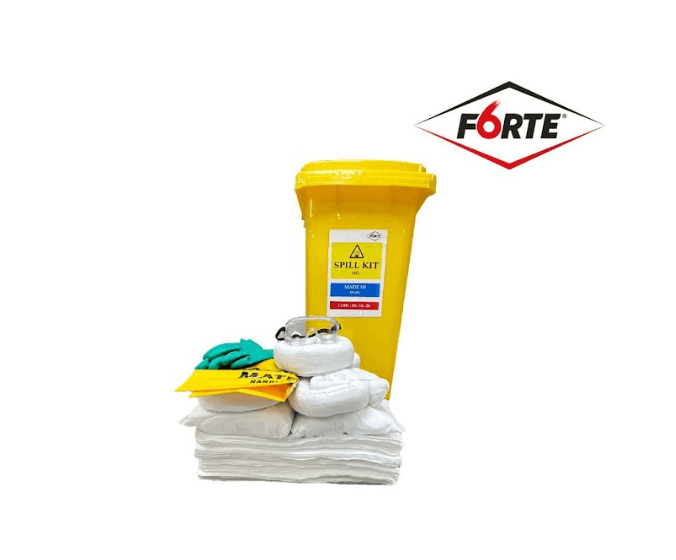 Forte Oil Spill Kit 20 Gallon Yellow Wheeled Bin Emergency Response Kit