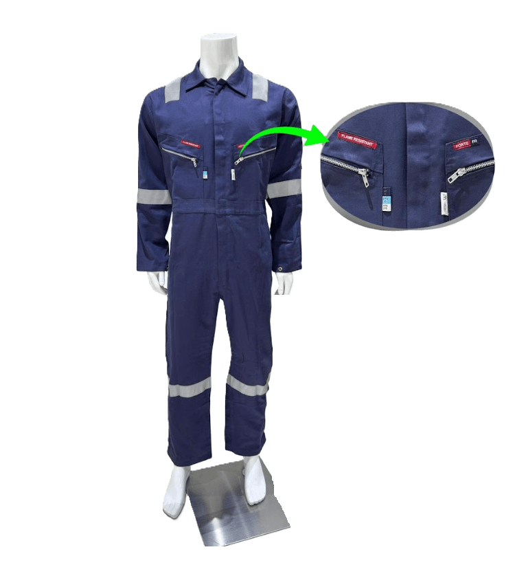 FR Coverall CAT2 ATPV 8.7 Cal Flame Resistant Navy Blue