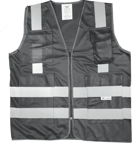 Volta Black High Visibility Safety Vest with 4 Pockets,