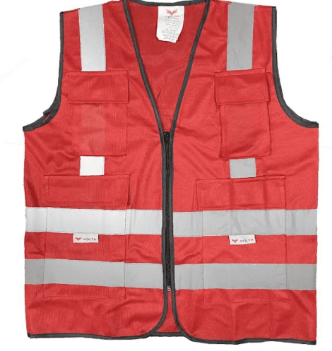 Volta High Visibility Safety Vest - Red, Reflective, 4 Pockets
