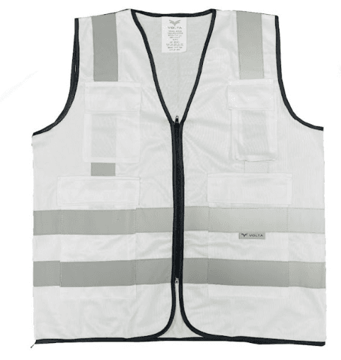Volta High Visibility White Reflective Safety Vest - RF 040