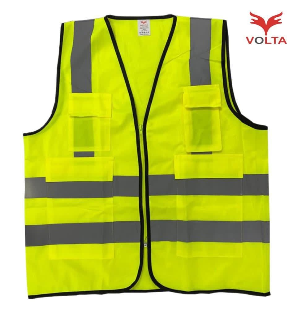 Volta Reflective Fabric Vest With Zipper & 4 Pocket Yellow